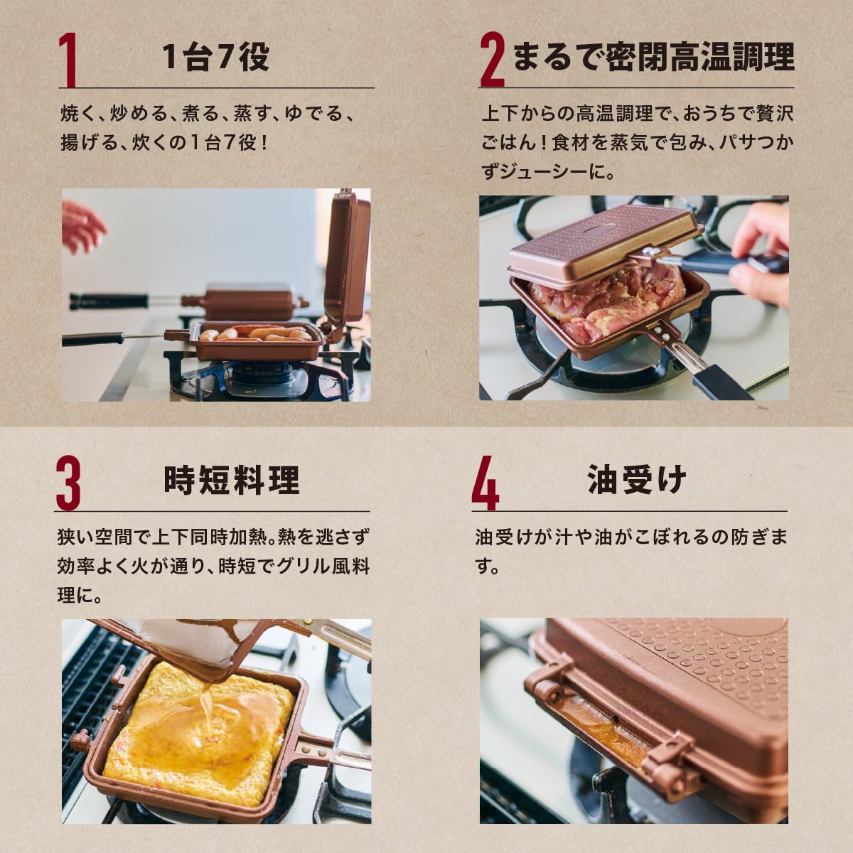 Amazon | ［協和工業］贅沢サンドパン 両面フライパン 1台7役 唐揚げ